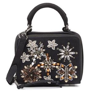 Rebecca Minkoff Embellished Beaded Mini Box Y2K Nubuck Leather Crossbody Purse